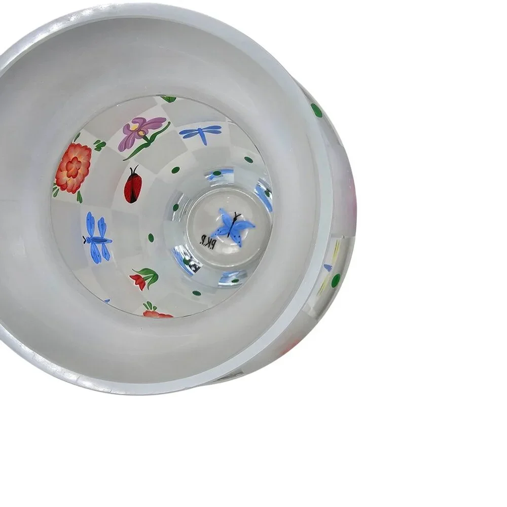 Lenox Nature's Splendor Handpainted Glass Vase Flowers Insects w/Box Signed